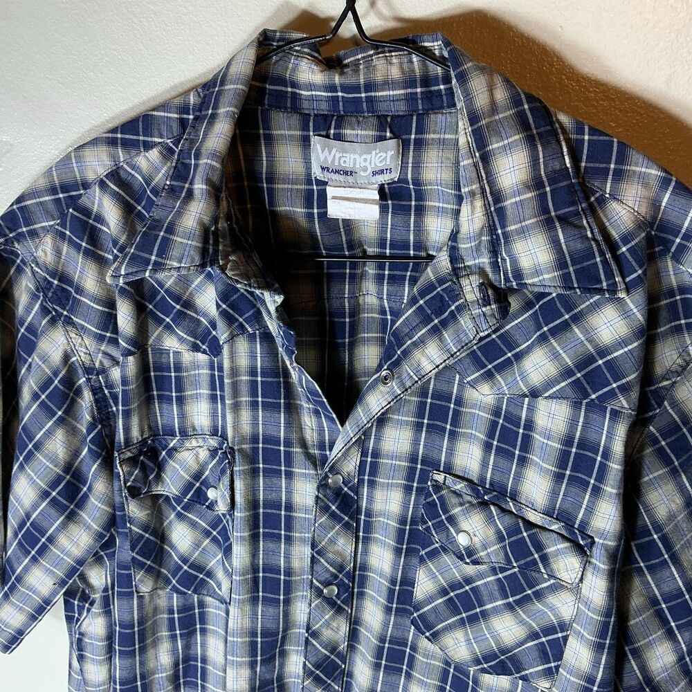 Wrangler Wrancher XL Mens Short Sleeve Western Pearl Snap Vintage Ranch Work